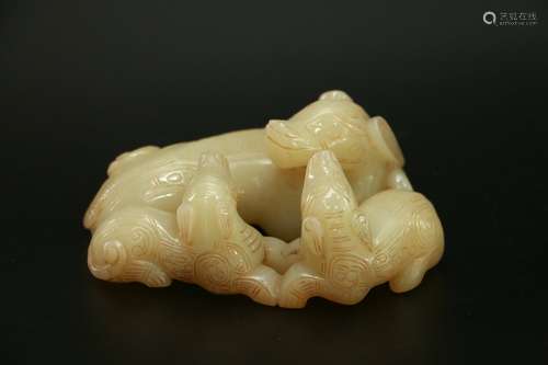 chinese hetian jade goat