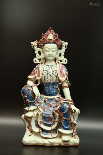 chinese underglaze red porcelain guanyin