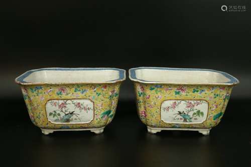 pair of chinese famille rose porcelain jardinieres