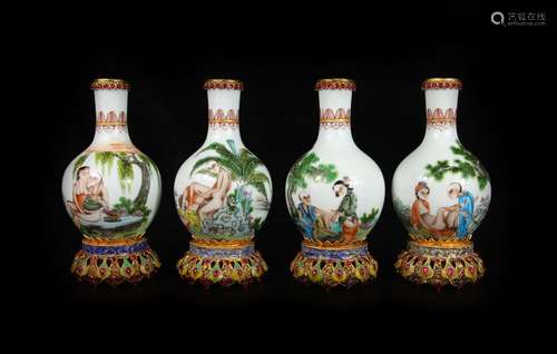 a set of four chinese bottles