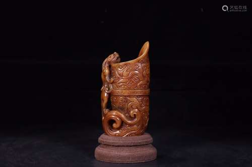 chinese tianhuang stone ornament of wine cup