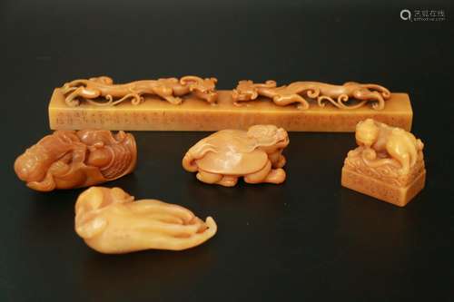 a set of chinese shoushan stone scholar's items