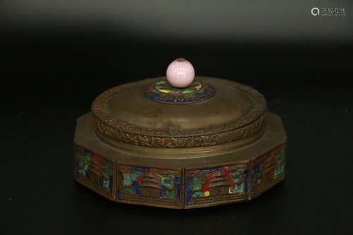 Chinese bronze burning-blue box