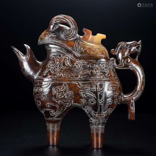 chinese hetian jade goat-shaped vessel