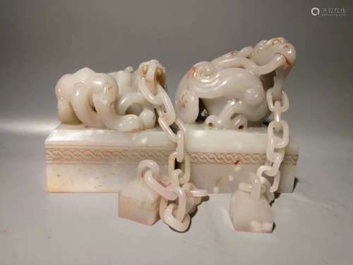 pair of chinese hetian jade seals