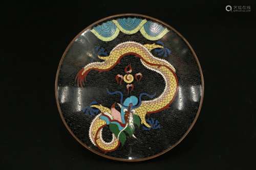 Chinese enamelled bronze dish