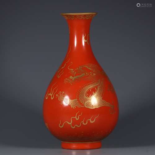 chinese red glazed porcelain pear shaped vase