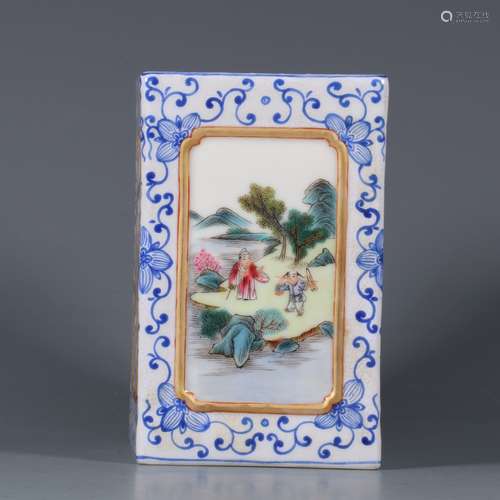 chinese blue-ground porcelain square brush pot