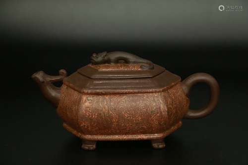 chinese auspicous beast hexagonal teapot