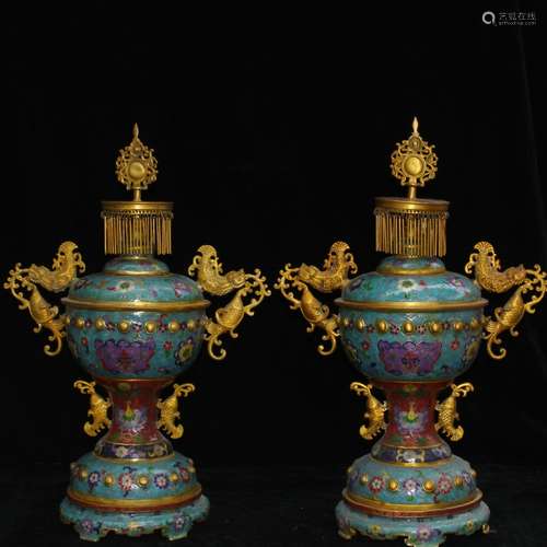 Chinese cloisonne bronze censer