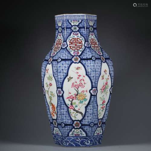 chinese blue and white famille rose porcelain vase