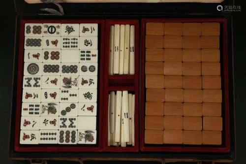 chinese bone and bamboo game of dominoes