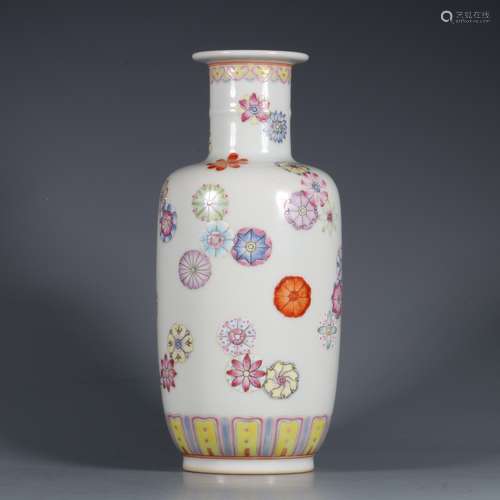 chinese famille rose porcelain rouleau vase