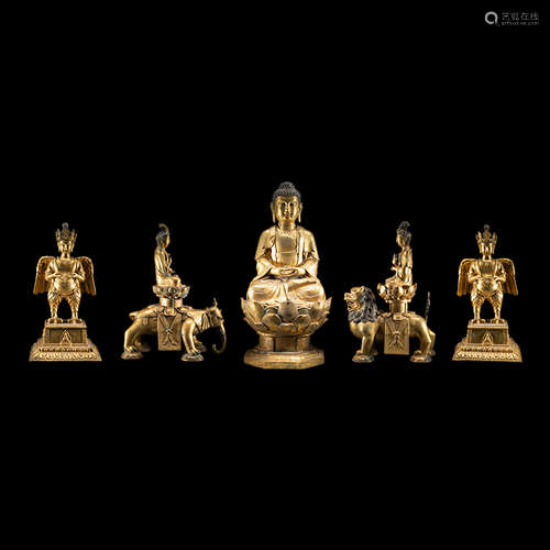 pair of chinese gilt bronze buddha statue