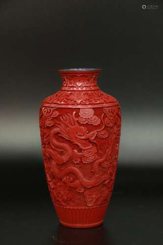 Chinese tixi lacquer vase