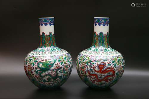 pair of chinese doucai porcelain globular vases