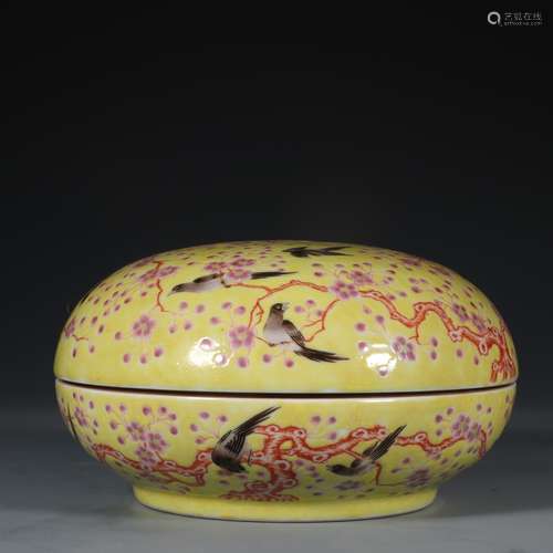 chinese yellow-ground famille rose porcelain fruit box