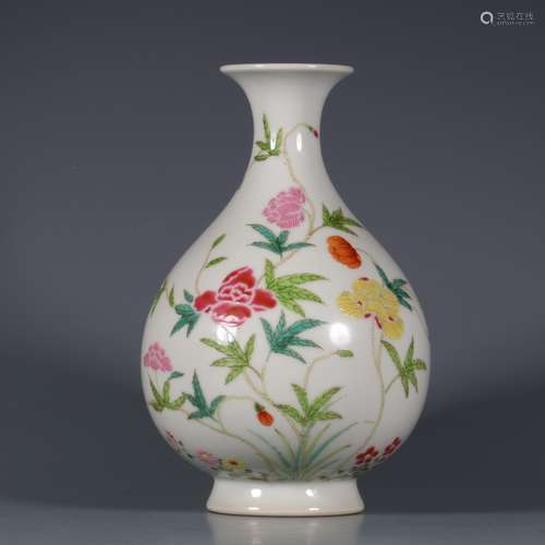 chinese famille rose porcelain pear shaped vase