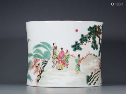 chinese famille rose porcelain brush pot