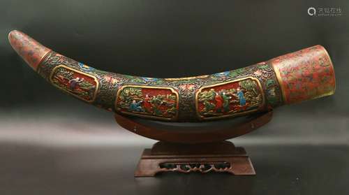 chinese lacquered tooth-shaped ornament