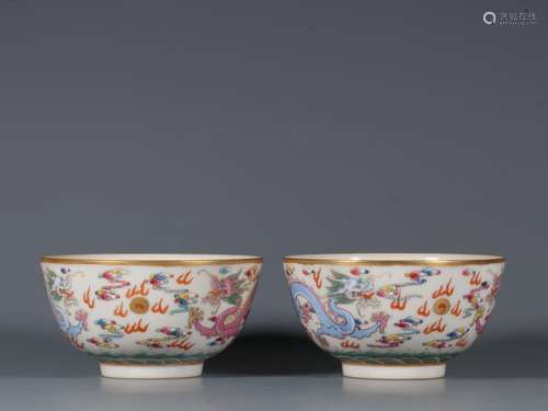 pair of chinese famille rose porcelain cups