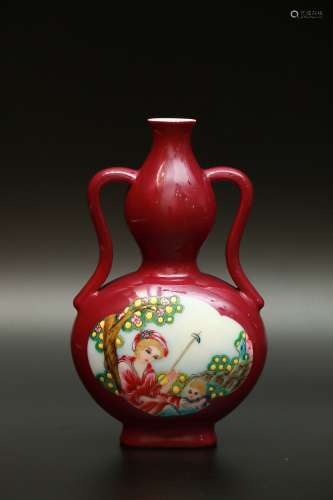 chinese enamel binaural vase