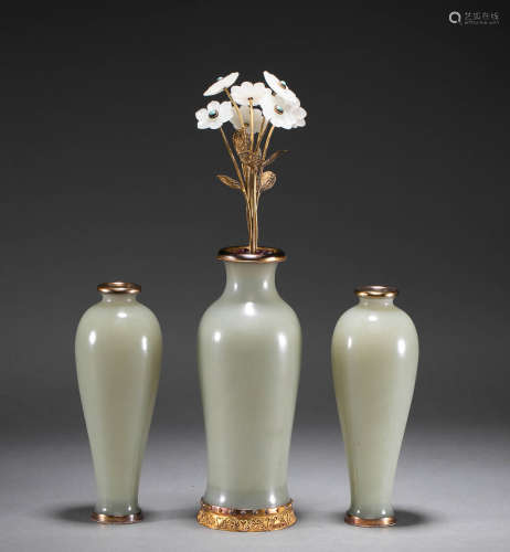 a set of chinese hetian jade vases