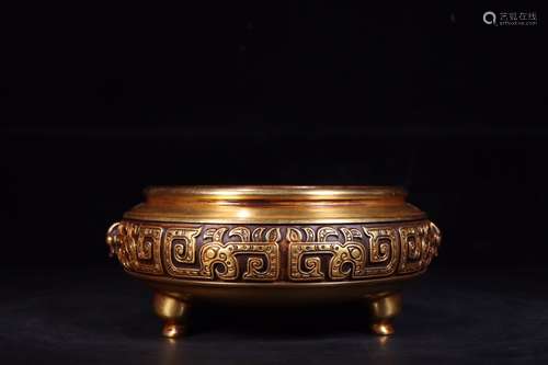 chinese gilt bronze censer