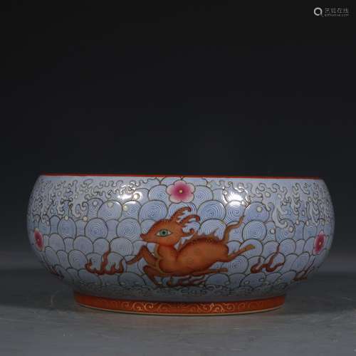 chinese red glazed porcelain water washer