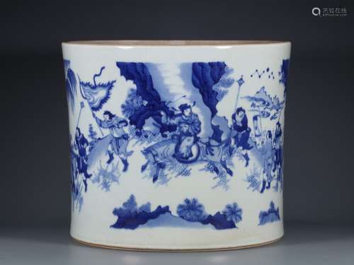 chinese blue and white porcelain brush pot