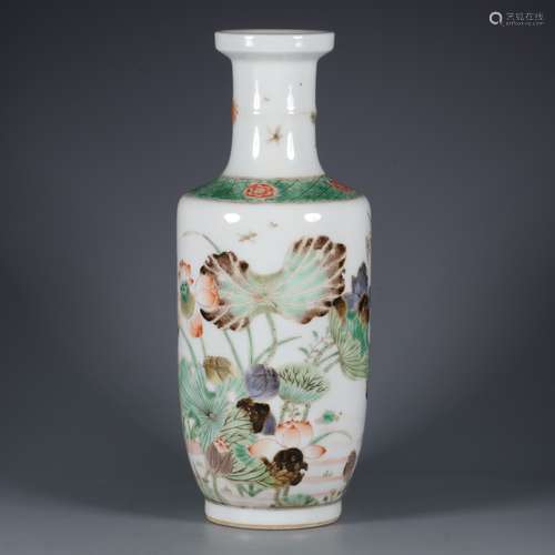 chinese wucai porcelain rouleau vase