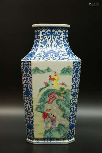 chinese blue and white famille rose porcelain vase