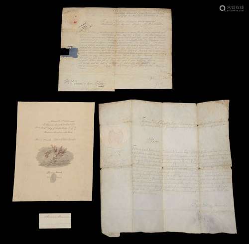 Group of documents bearing the signatures of Joseph Addison ...