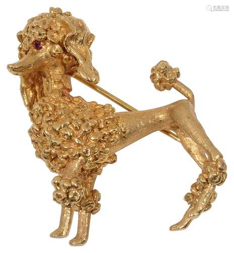 An 18ct gold poodle brooch