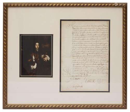 Arthur Capell, 1st Earl of Essex (1631-1683). A signed docum...