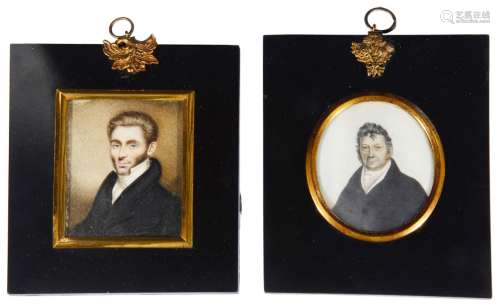Brit. School, two early 19th c. portrait miniatures of Regen...
