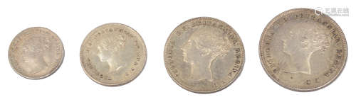 Victoria Maundy 1859 four coin Maundy set, young head