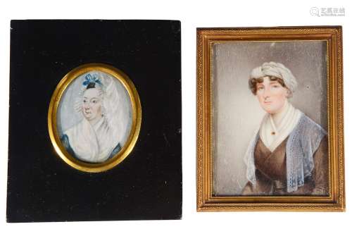 British School two portrait miniatures