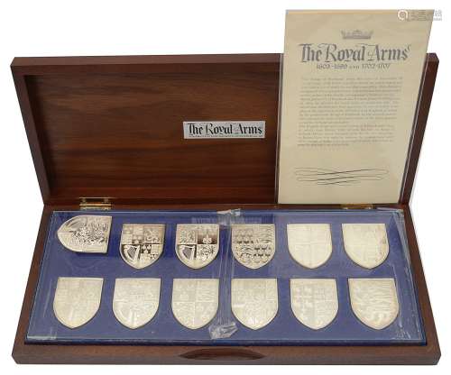 The Royal Arms, a set of twelve silver shield shaped ingots