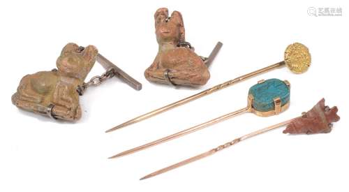 A prehistoric arrowhead mounted as a stickpin and other rela...