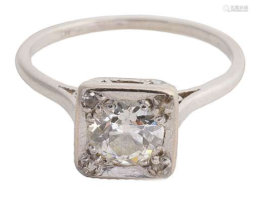 A single stone Art Deco diamond set ring