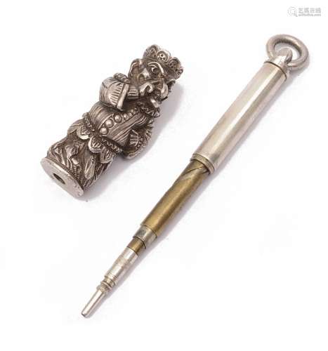 A Victorian novelty silver Mr Punch propelling pencil
