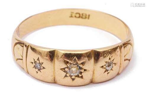 A Victorian 18ct gold diamond set gypsy ring