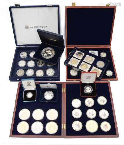 A collection of silver proof and other coins