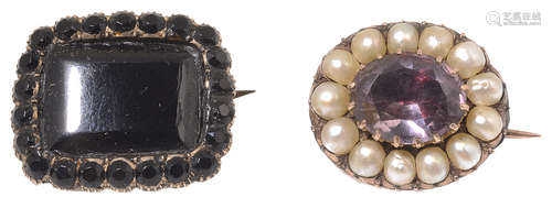 Two Georgian/early Victorian memorial brooches