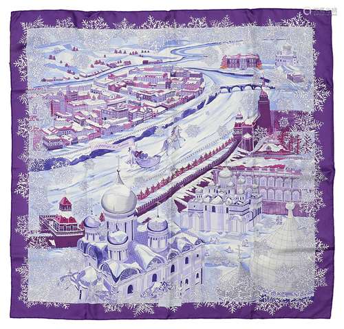 An Hermes silk scarf 'de passage a Moscou'