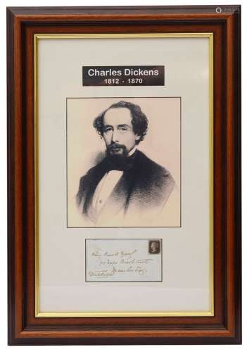 Charles Dickens (1812-1870). An autographed envelope in pen ...