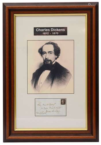 Charles Dickens (1812-1870). An autographed envelope in pen ...