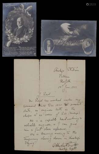 Military and Aviation int. Signed letter by Major George Her...