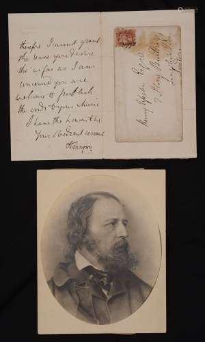 Alfred, Lord Tennyson (1809-1892). A signed letter in pen an...